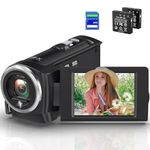 GOGERLY Video Camera Camcorder 2.7K QHD 50MP YouTube Vlogging Camera 16X Digital Zoom Webcam 270 Degree Rotation Screen Camcorders with 32G SD Card and 2 Batteries Recording While Charging