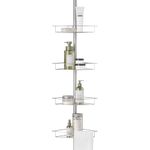 Zenna Home Tension Pole Shower Caddy 4 Basket Shelves with Built-in Towel Bars, Adjustable, 60 to 97 Inch, Satin Nickel