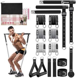 Bbtops Pilates Bar Kit with Resistance Bands, Flexbands Kit Exercise Fitness Equipment for Women & Men Home Gym Yoga, Multifunctional Pilates Bar Full Body Workout Equipment Black