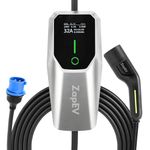 7.5 kW EV Charger | 6M TPU Cable +1M Extn 32A->16A + Carry Bag + CEE Socket + Holder Clips | 32A, Waterproof | 3" Screen | Adjustable Power | Auto Cut, Overload and Earthing Protection | 5Yr Warranty