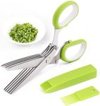 Herb Scissors, Kitchen Shears with 5 Blades and Cover, Multipurpose Cutting Herb Stripper, Kitchen Shears Dishwasher Safe, Kitchen Scissors for Cutting Herbs and Papers, Green