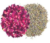 A D Food & Herbs Combo of Dried Lavender/Rose Flower Petals Aromatic Edible for Homemade Lattes, Tea Blends, Bath Salts, Gifts, Crafts Each Pack (100 GMS)