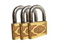 Zebra Premium Tools Globe Original Hardened Pure Brass Locks (Pack of 3) with Free 3 Keys - Gold (3 Inch)