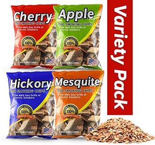 Wood Chips for Smoking Variety Pack, 2 Lbs Each, Apple, Mesquite, Hickory & Cherry Flavor Wood Chips for Smokers & Grills, Bake, Roast, Braise and BBQ, 4-Pack | USA Made