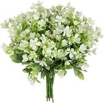 Grand Verde Wildflowers Artificial Flowers Plastic Bouquets Real Touch Faux Ranunculus DIY Home Decor Outdoors Garden Patio Balcony Wedding Decoration, Bulk 10pcs (White)