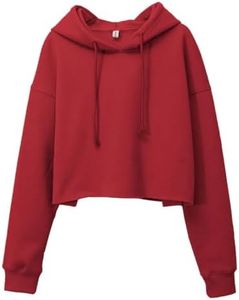 Amazhiyu Women's Cropped Hoodies Long Sleeves Fleece Crop Top Sweatshirt with Hooded Drak Red, XX-Large