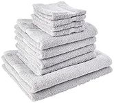 Brentfords Luxury Supersoft Absorbent Premium Large Hand Face Multi-Pack Towel Bath Bale Set, 100% Cotton, Silver Grey, 10 Piece