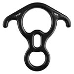 TRIWONDER 50KN Rock Climbing Figure 8 Descender Rescue Belay Device Stop Descender and Carabiner Rock Rappelling Gear (Black)