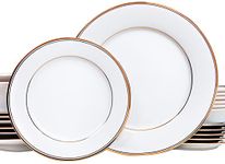 DANKOTUWA, world-class tableware Fine Porcelain Service For 6, 24K Gold Crafted Dinner Set. Dishwasher Safe, Vegan, Scratch Resistant And Light Weight. 21 Pieces (Infinity Gold), Solid