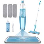 PAPCLEAN Microfibre Spray Mop with 3 Reusable Pads and Refillable Bottle, 360 Degree Spin Mop for Hardwood, Marble, Tile, Laminate, or Ceramic Floors - Cyan Blue