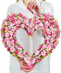 Freshcut Paper Pop Up Wreath, 15 inch Floral Paper Wreath, Reuseable Flower Party Decoration, 3D Popup with Blank Card, Cherry Blossom Heart