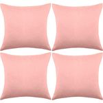 4 Pack Decorative Outdoor Waterproof Throw Pillow Covers, Square Patio Balcony Garden Waterproof Cushion Case, PU Coating Pillow Shell for Couch, Bed, Patio, Sofa, Tent,18 x 18 Inch (Pink)