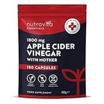 Apple Cider Vinegar Capsules 1800mg - ACV with Mother - 180 High Strength Vegan Capsules from UK Grown Apples, 60 Day Supply - Alternative to Apple Cider Vinegar Tablets - Raw & Unfiltered - Nutravita