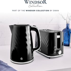 Swan Windsor Rapid Boil Kettle – Black Electric Kitchen Appliance