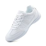 SECHRITE Womens Cheerleading Cheer Shoes for Girls Kids Dance Jazz Sneaker Trainer White Lace Up Yoga Gymnastics Aerobics Training Competition School Shoes White 29