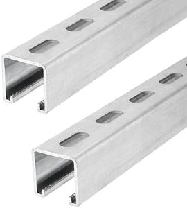 Venussar 4.75 Feet Strut Channel Trolley Track 1-5/8" 12 Gauge, Heavy Duty Metal Steel u Channel with Short Slotted Back Channel, Pre-Galvanized Zinc, Pack of 2 Metal Strut Channel