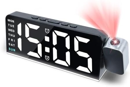 Foyucool Mains Powered Projection Alarm Clock Bedside with 180° Projector