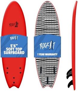 Rock-It Alberto 5ft6 Soft Top Surfboard, Surf Board for Kids, Tabla De Surf, Kids Surfboard, Surfing Board Designed for Beginners - Innovative Design for Safety & Easy to Paddle (Red)