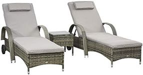 Outsunny Wicker Patio Lounger Set w