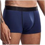 JOCKMAIL Mens Boxer Shorts Modal Soft Mens Underwear Micro Separate Pouches Dual Pouch Trunks with Fly Therapy Health Care Trunks Boxer Briefs (L, Navy)