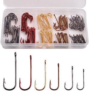 Aberdeen Hook Set,150pcs Fishing Hooks Long Shank Offset Hook Light Wire Fish Hook High Carbon Steel Freshwater Bass Catfish Trout Mix Color Small Size