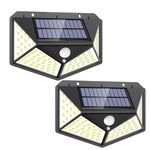 OBSYDIUM 2 Pack Solar Light Outdoor Motion Sensor Lights Waterproof Solar Lamp For Home Garden Balcony (ABS, Glossy Black)