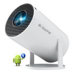 EGate Atom 2X Smart Projector, 13.0 Android embeded on 950S Chip, 200 ISO, 1080p & 4K Support, Automatic & 4D Keystone with Netflix, Prime, WiFi & BT, Screen Mirroring, 720P Native, 1GB-8GB,White