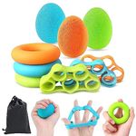 Tigayhc 9Pcs Set Hand Grip Strengthener,Finger Exerciser Stress Relief,Hand Squeeze Ball Kit for Grip Strength,Silicone Finger Gripper, Trainer for Relieve Wrist,Muscle Training,Sports,Fitness