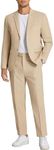 COOFANDY Men 2 Piece Suit Set Two Button Slim Fit Blazer Big and Tall Suit Pants Khaki