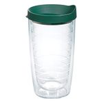 Tervis Clear & Colorful Lidded Made in USA Double Walled Insulated Tumbler Travel Cup Keeps Drinks Cold & Hot, 16oz, Hunter Green Lid