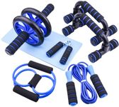 AERLANG 7-IN-1 Ab Roller Wheel Set With, 2 Push-up Bars, Resistance Band, Skipping Rope, Hand Grip And Knee Pad, Fitness Workout At Home Gym, Multi-functional Sports Equipment Father's Day Gifts