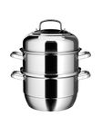 VENTION Thick-bottomed Stainless Steel Steamer Pot, 3 Tier Food Steamer for Cooking, 28 CM Large Metal Steamer, Work for Electric and Gas Stove, Great for Tamale, Dumpling and Seafood