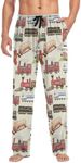 ODAWA Gold Chinese Dragon Red Men's Pajama Pant Comfy Soft Lounge Sleep Pants Lightweight Pjs Bottoms, Trains Pattern, Large