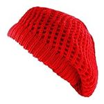 The Hat Depot Fashion Thick and Soft Knitted Beret Beanie Hat, 1. Red, One Size