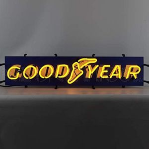 Goodyear Junior Neon Sign, Bright Yellow Hand Blown Real Glass Tubes, Measures 32 Inches Wide by 8 Inches Tall – 5SMLGY