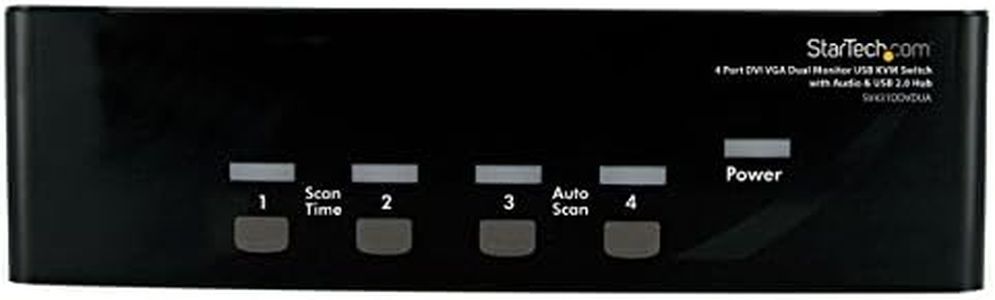 StarTech.com Commutateur KVM USB et double écran DVI / VGA à 4 ports avec audio et hub USB 2.0 - Switch écran clavier souris (SV431DDVDUA)