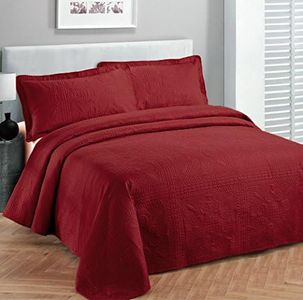 Fancy Collection Luxury Bedspread Coverlet Embossed Bed Cover Solid Over Size New (Red, Full/Queen)