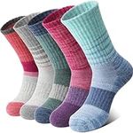 Anlisim Merino Wool Socks for Women Hiking Thermal Warm Winter Boot Work Crew Cushion Ladies Socks 5 Pairs Gift Stocking Stuffers(Assorted Stripe,(5 Pairs),M)