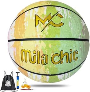 MILACHIC Basketball - Colorful Rainbow Basketball and Indoor Outdoor Street Basketball in Composite Leather for Men, Women, College, Youth, Boy, Girl - Standard Official Size 7 (29.5”) with Pump