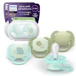 Philips Avent Ultra Soft Day & Night Pacifiers - Orthodontic Design, for Babies 0-6 Months, Glow in the Dark, Symmetrical Silicone Nipple, BPA-free, 2 Sterilizing Cases, 4 Pack, SCF094/09
