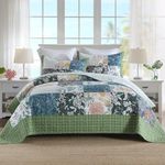 NEWLAKE Cotton Patchwork Bedspread, 3-Piece Bedding Quilt Set with Real Stitched Embroidery, Reversible Matelasse Bed Coverlet Set,Paisley Splicing Pattern,Queen Size