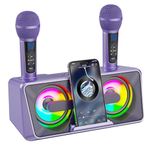 Karaoke Machine for Adults and Kids with 2 UHF Wireless Microphones,Portable Bluetooth Singing Speakers PA System with disco lights Phone Holder for Home Party,Picnic,Car,Outdoo/Birthday Gifts