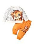 Jaganath Creations Kids Dress for Boys | Full Sleeve Round Neck Animal Printed Sweatshirt and Pant Clothing Set for Baby Boys-Yellow (Yellow, 0-1 year)