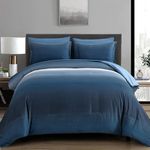 Dinjoy Ombre Blue Comforter Set King Size Gradient Navy Blue Bedding Set for Teen Men Women 7 Pieces Bed in A Bag Neutral Bed Set with Comforter, Fitted Sheets, Flat Sheet, Pillowcases & Shams