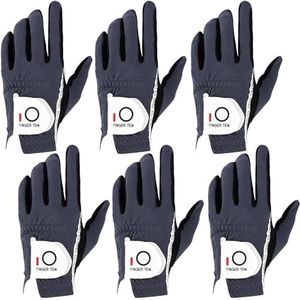 FINGER TEN Golf Gloves Men Right Left Handed Golfer Mens Glove RainGrip Hot Wet Weather Value 6 Pack, All Weather in Grey Large (Grey, Large, Left)