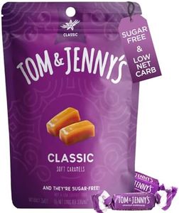 Tom & Jenny's Sugar Free Candy (Soft Caramel) with Sea Salt and Vanilla - Low Net Carb Keto Candy - with Xylitol and Maltitol - (Classic Caramel, 1-pack)