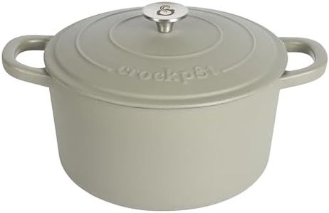 Crock Pot Artisan 7-Quart Round European Enamled Cast Iron Dutch Oven Pot With Lid - Matte Green