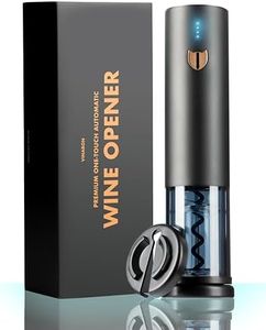 VINABON Electric Wine Opener 2024 - Rechargeable Wine Bottle Opener Corkscrew with Foil Cutter, One-Touch Automatic Operation & LED Lights. Includes Wine Guide eBook