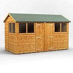 Power Sheds wooden shed. 12x6 apex wooden garden shed. Double door workshop shed 12 x 6.