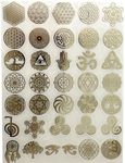 METAL ARTEM 35 pcs/lot Flower of Life Metal Sticker Geometry Orgone Pyramid Sticker Self Adhesive Decals (Gold)